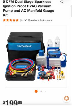 VIVOHOME Double Stage Vacuum Pump 5 CFM