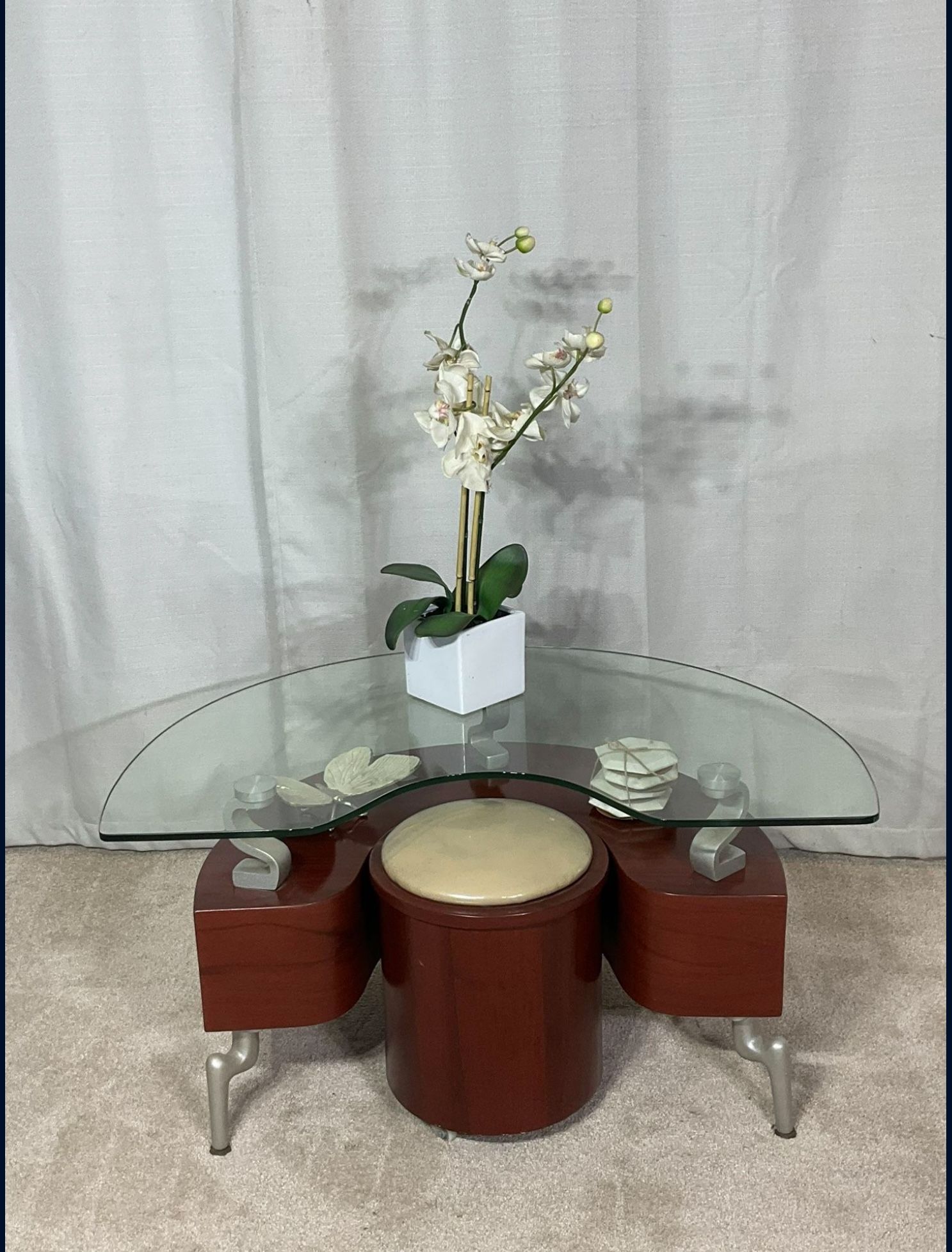 Accent Coffee Table With Pull-Out Stool