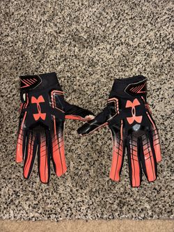 Under Armour Orange Youth Football Gloves 