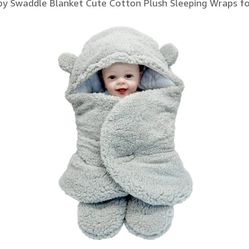 Baby Swaddle Blanket  Cotton Plush Sleeping Wraps for Newborn(Grey,

