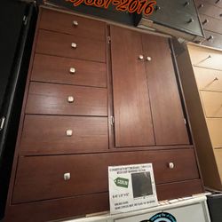 Pacoima Closet Wardrobe Dresser Cherry Red Compressed Wood 