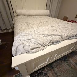 White Wood Queen Bed frame 