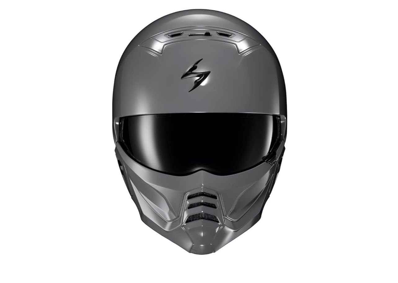 Covert 2 Open Face 3/4 Full Mode Motorcycle Helmet Bluetooth Ready Speaker Pockets Interchangeable Mouth Cover DOT Approved Solid (Cement Grey - Large