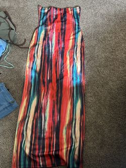 Colorful Long Strapless Maxi Dress