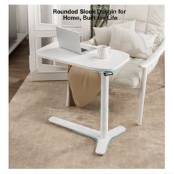  Muvai Overbed Bedside Table with Hidden Casters,30 Inches Adjustable Height Pneumatic Mobile Laptop Standing Desk, Rolling Computer Table for Home & 