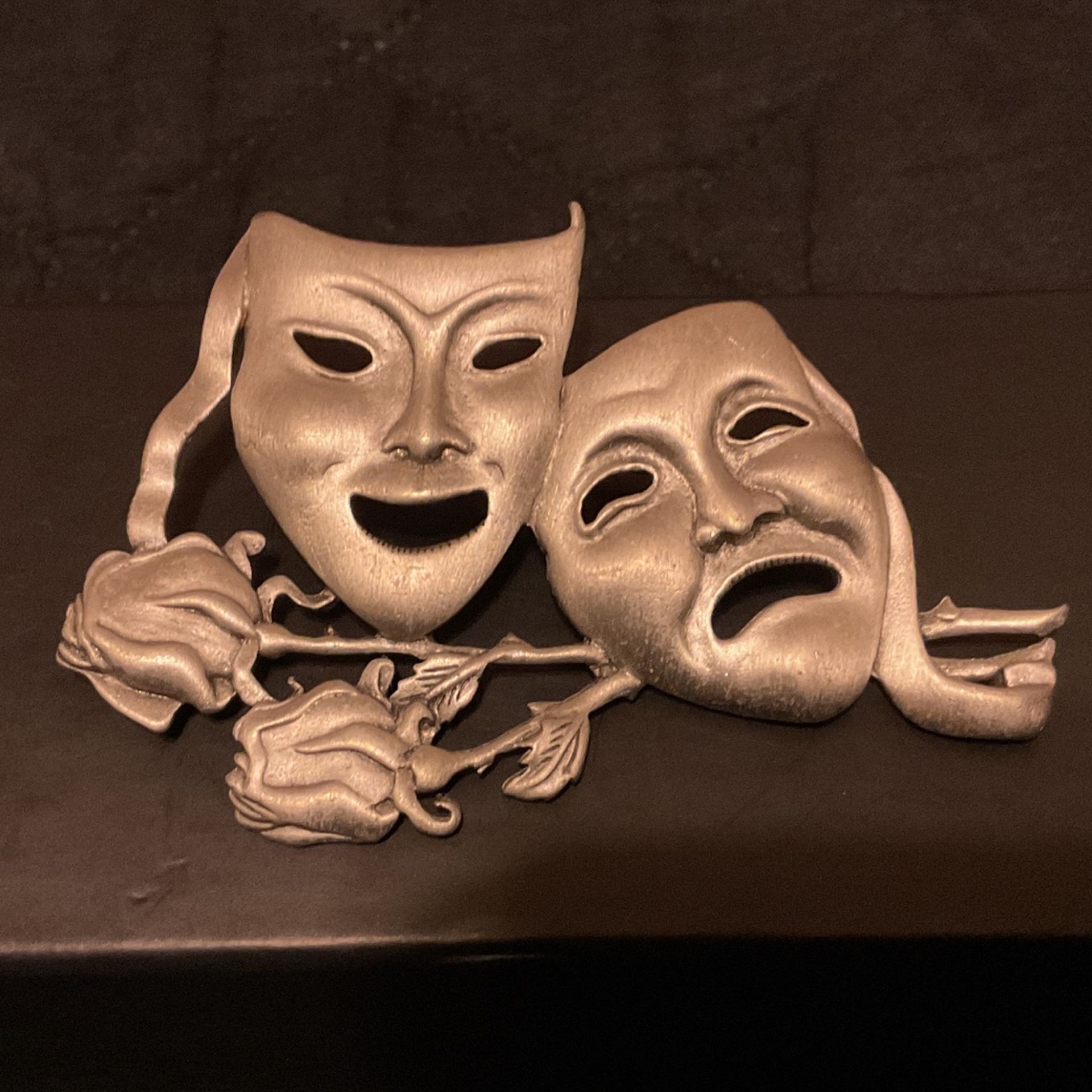 Pewter Mask Brooch,by J.J