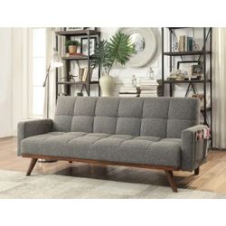Nettie grey linen like fabric folding futon sofa bed  Now 529.00 Free Delivery 🚚 