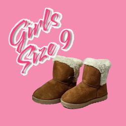 Comfortable Snow Boots For Girls, Soft And Warm Plus Fleece Girls Size 9