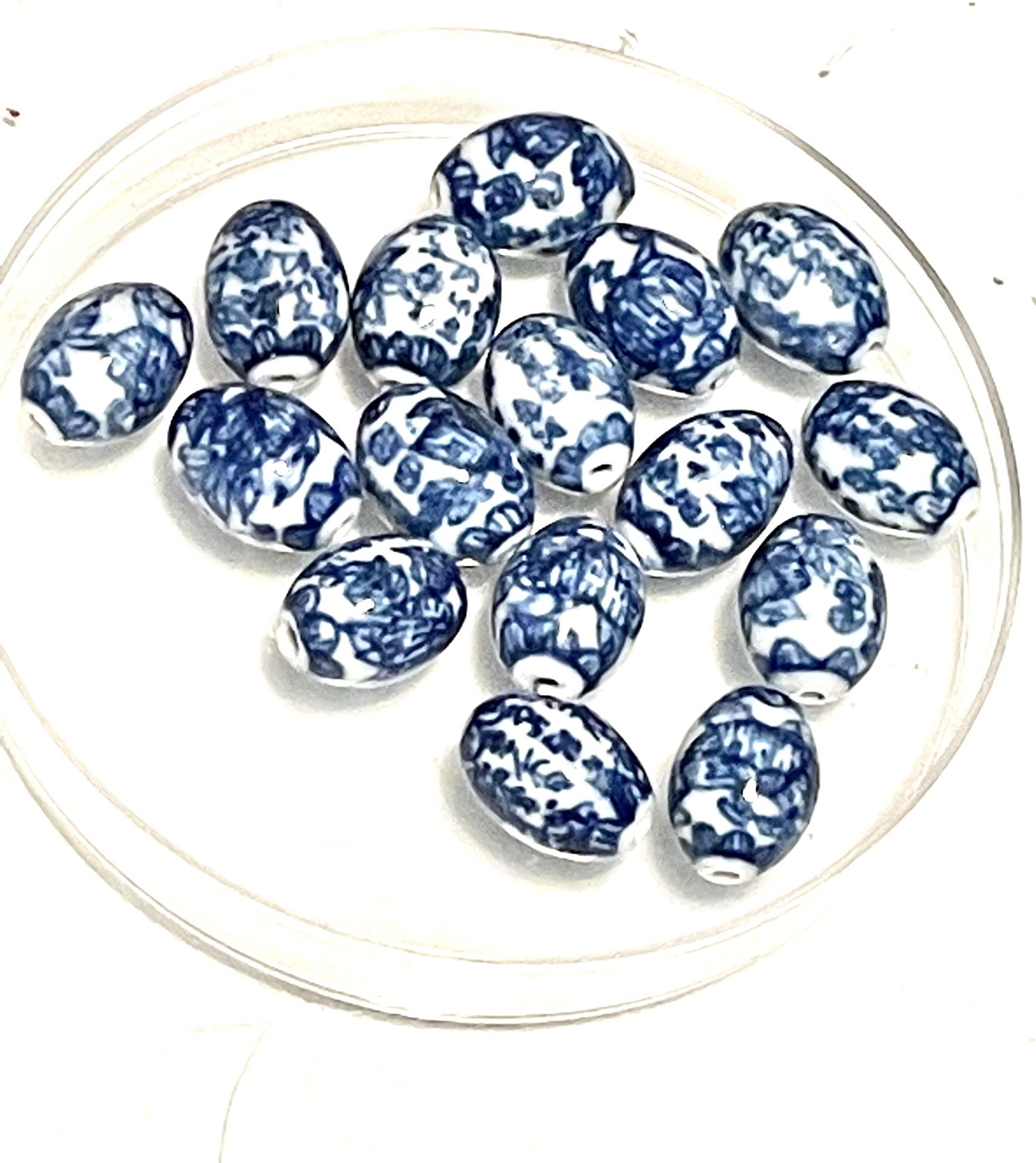Lot Of 16 Vintage Asian Porcelain Beads 