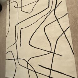 Cream And Charcoal 5x7 Abstract Area Rug