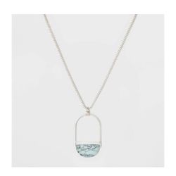 Open Oval Wire Semiprecious Turquoise Pendant Necklace - Universal Thread™ Light Blue