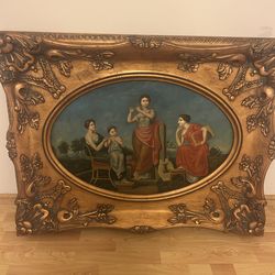Victorian era oil paintings with ornate Gold wood Frame  50" x 38" x 5"
