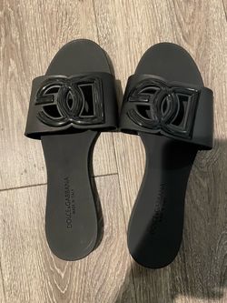 Dolce & Gabbana Black DG Logo Slides