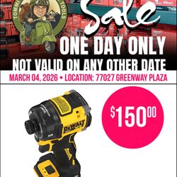 ONE DAY ONLY: DeWALT 20V MAX XR® Brushless 1/4" Quiet Hydraulic Impact Driver (DCF870B)