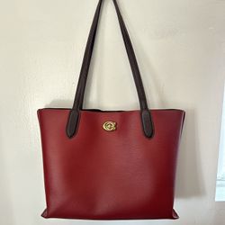 Red Coach Willow Tote Bag