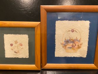 Signed Framed Vintage Pressed Wildflower Flowers Floral Artwork Dated 1994