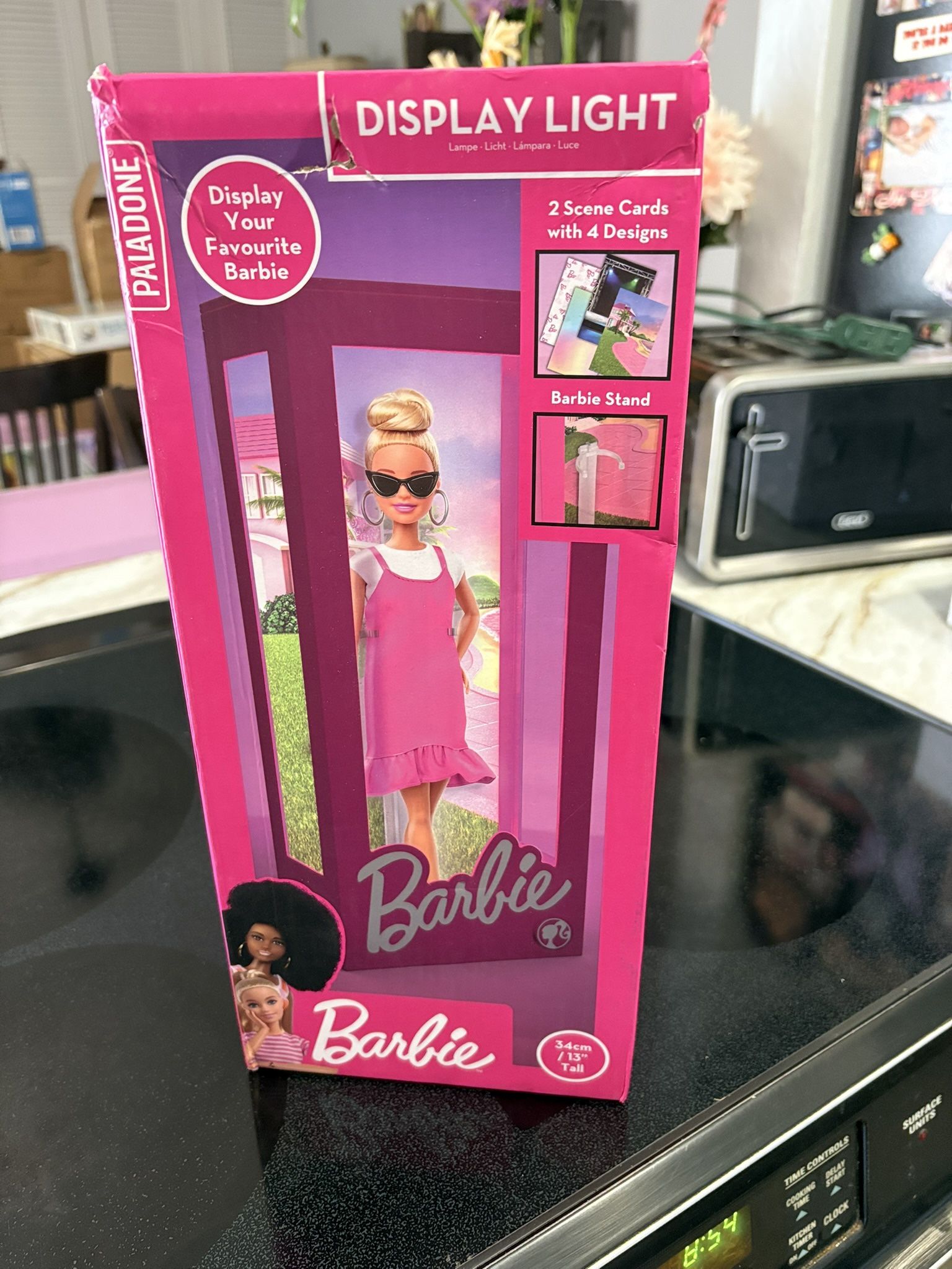 BARBIE new doll lit up display case storage box