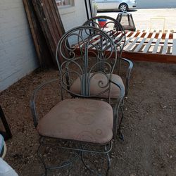 Pair Heavy Wright Iron Chairs Seats Need Recovering