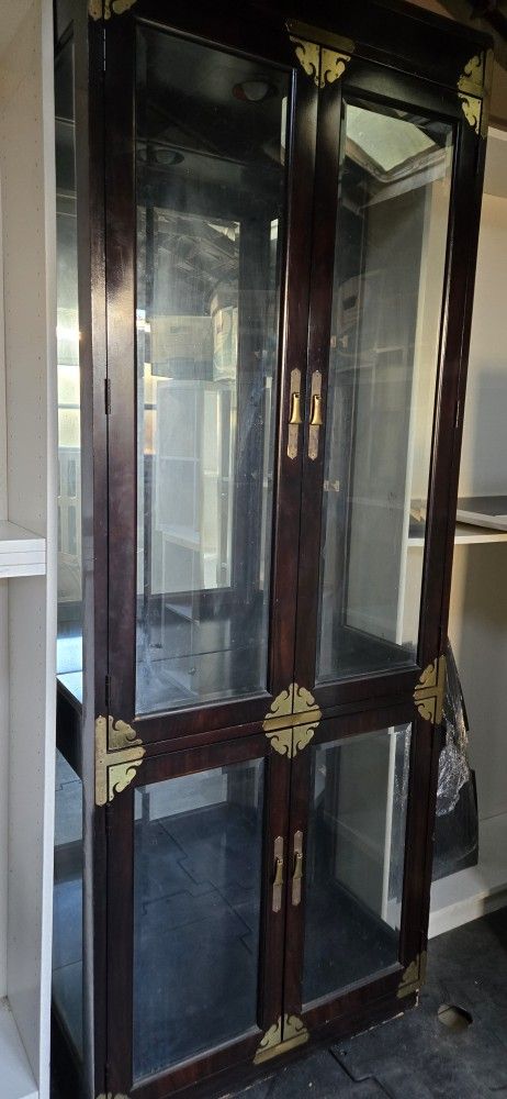 Glass Display Cabinet Vintage Size 78x30x14 Good Condition