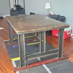 World Market Industrial Dining Table - Solid Wood & Cast Iron