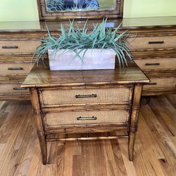 Thomasville Faux Bamboo Dresser Natural Wood Stain/Vintage Faux Bamboo Dresser, Mirror & Nightstand
