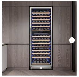 23.5 in Dual Zone Cellar Cooling Unit Wine Refrigerator in Silver 165Plus Bottles Wine Cooler with 2 Door Handles