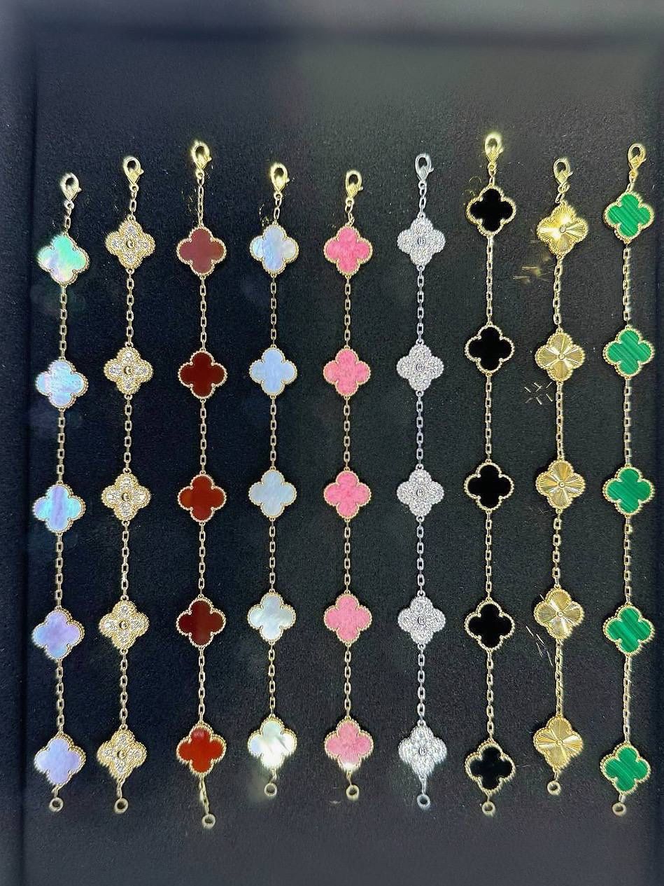 18k yellow gold Van cleef Alhambra style Pink Mother of pearl