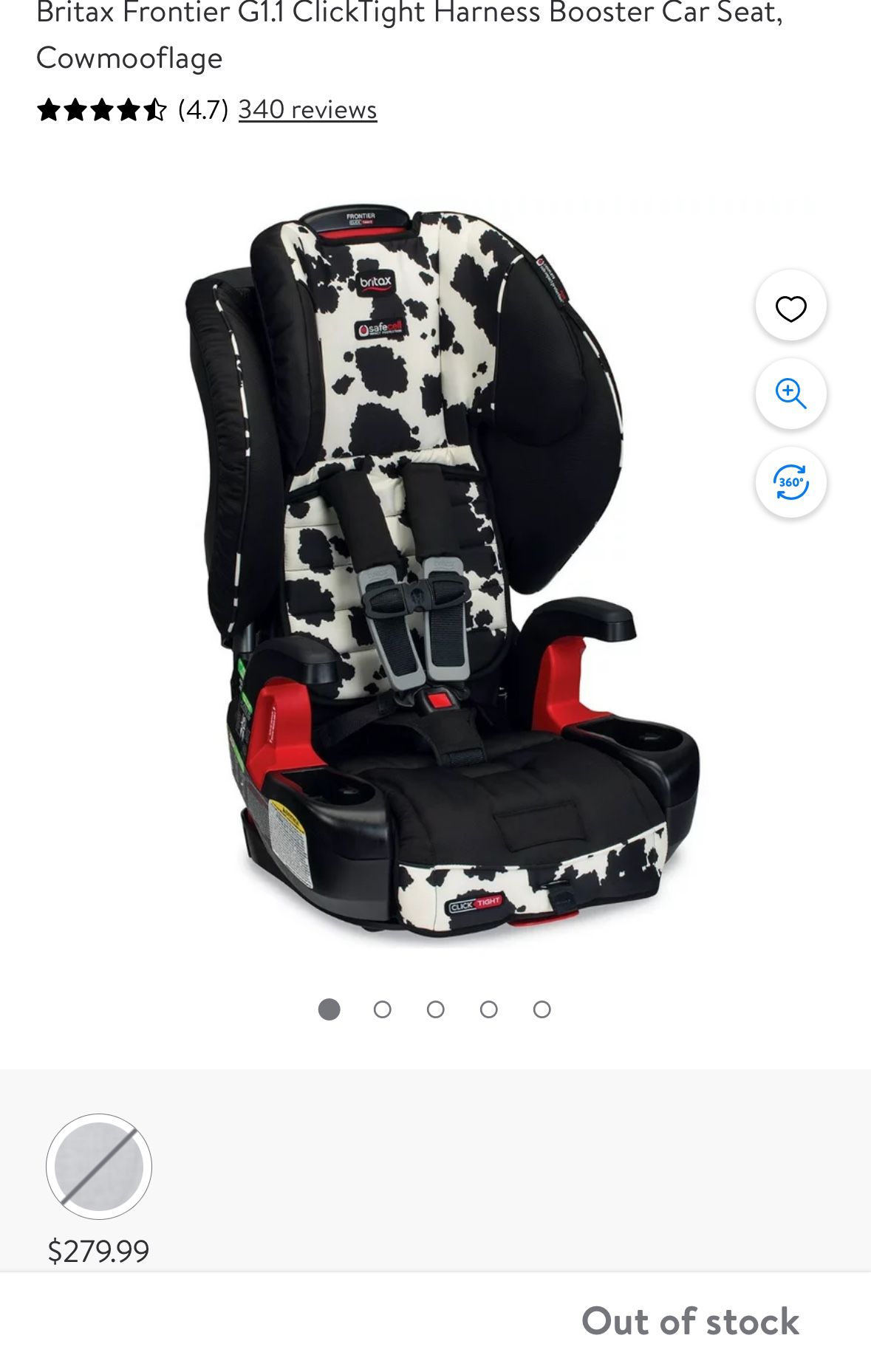 Britax Frontier G1.1 ClickTight Harness Booster Car seat, Cowmooflage