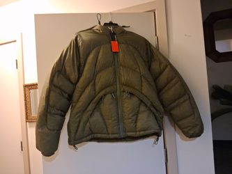 Men's Adidas Equipment Pertex Down Puffy coat size large brand new olive green