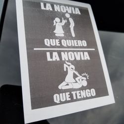 Stickers Of La NOVIA que tengo Novia Toxica Novia Que Busco X4