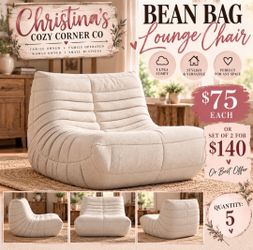 Bean Bag Lounge Chair Cream Boucle