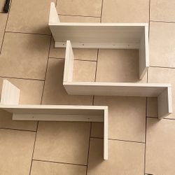 Custom Hanging White Solid Wood Shelves
