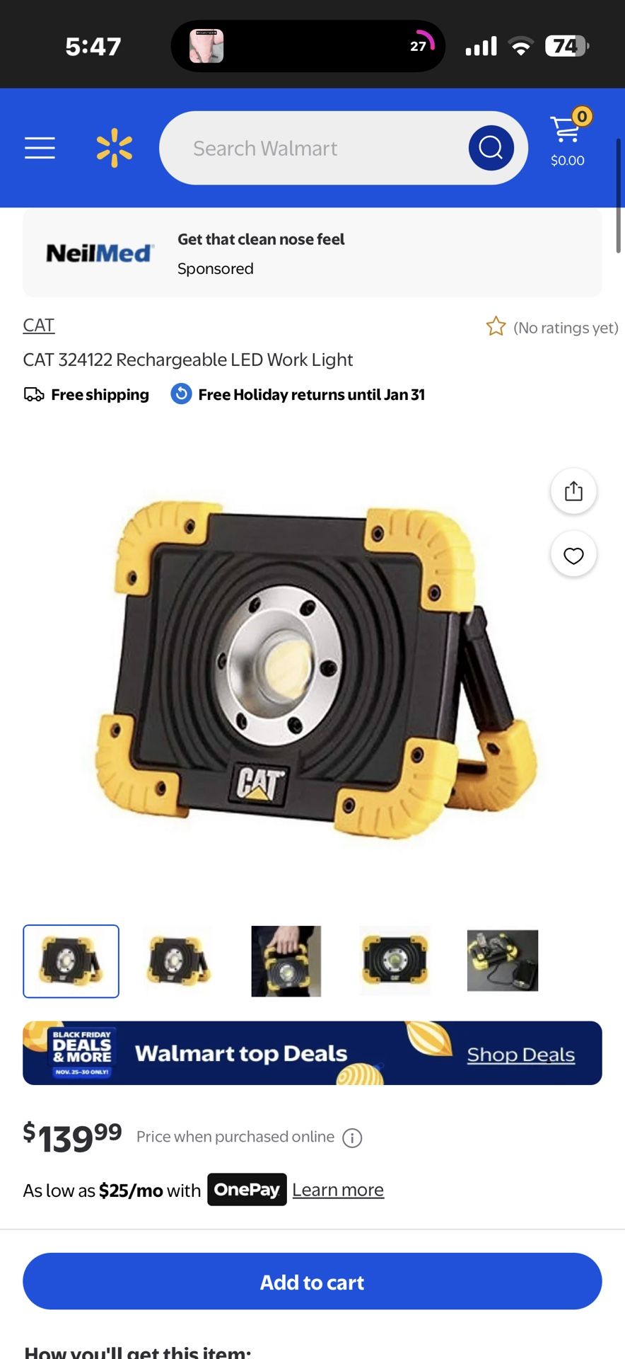 CAT 324122 Rechargeable LED Work Light