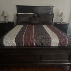 Solid Wood Ashley Queen Bed Frame & Seally Mattress  W Box Spring bundle deal 