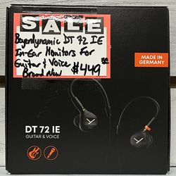 Beyerdynamic DT 72 IE In-Ear Monitors For Guitar & Voice Brand New 