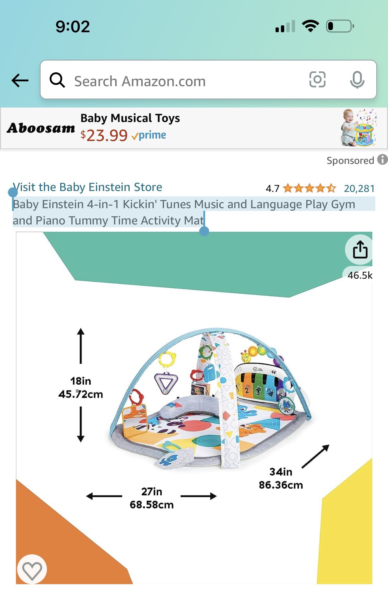 Baby Einstein 4-in-1 Kickin' Tunes Music and Language Play Gym and Piano  Tummy Time Activity Mat