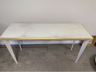 Sofa Table, Gold & White Washed
