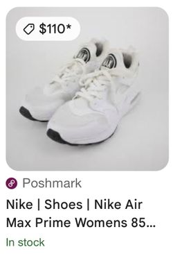 Nike Air Max Prime in a white/pure platinum colorway. Size 9