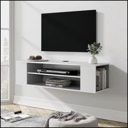 TV Stand Shelf Entertainment Center Wall Mount,White