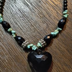 Turquios/black Heart Necklace, New. Thumbnail