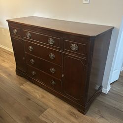 Beautiful Antique Dark Wood Buffet Cabinet 