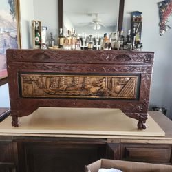 Oriental Hand Carved Wood Chest