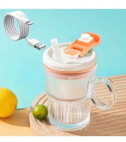 Brandnew Automatic Stirring Mug Cup, Electric High Speed Mixing Cup,Waterproof Glass Self Stirring Travel Coffee Cup with Straw,Protein Shakes,Electri