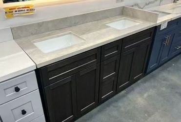 60-inch Black Vanity Cabinet With Countertop