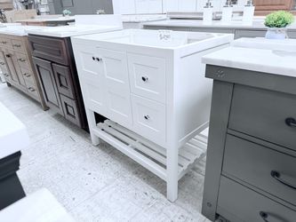 Bathroom vanity cabinet white 35in