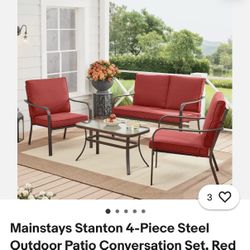 Mainstays Stanton 4-Piece Outdoor Patio Conversation Set – Red