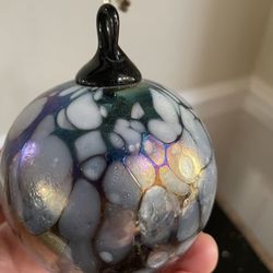 Hand -Blown Glass Ornament with Iridescent Finish 3”