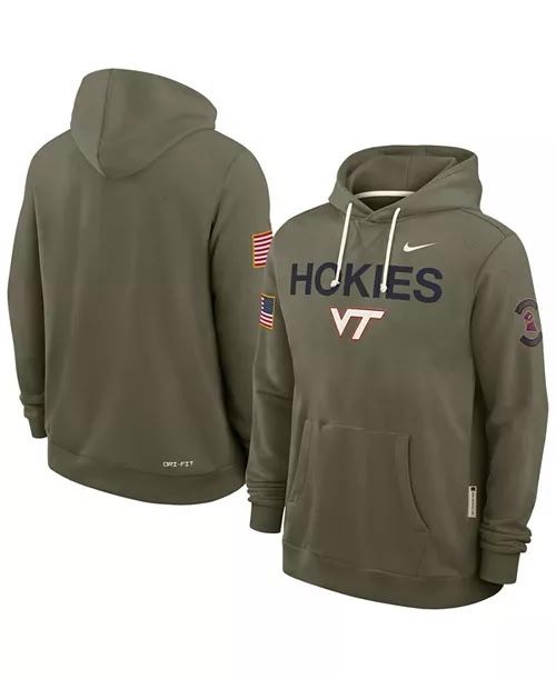 Large Virginia Tech Hokies Nike 2025 Military Appreciation Dri-FIT Hoodie - Olive The hoodie typically costs around $115.00 USD.
