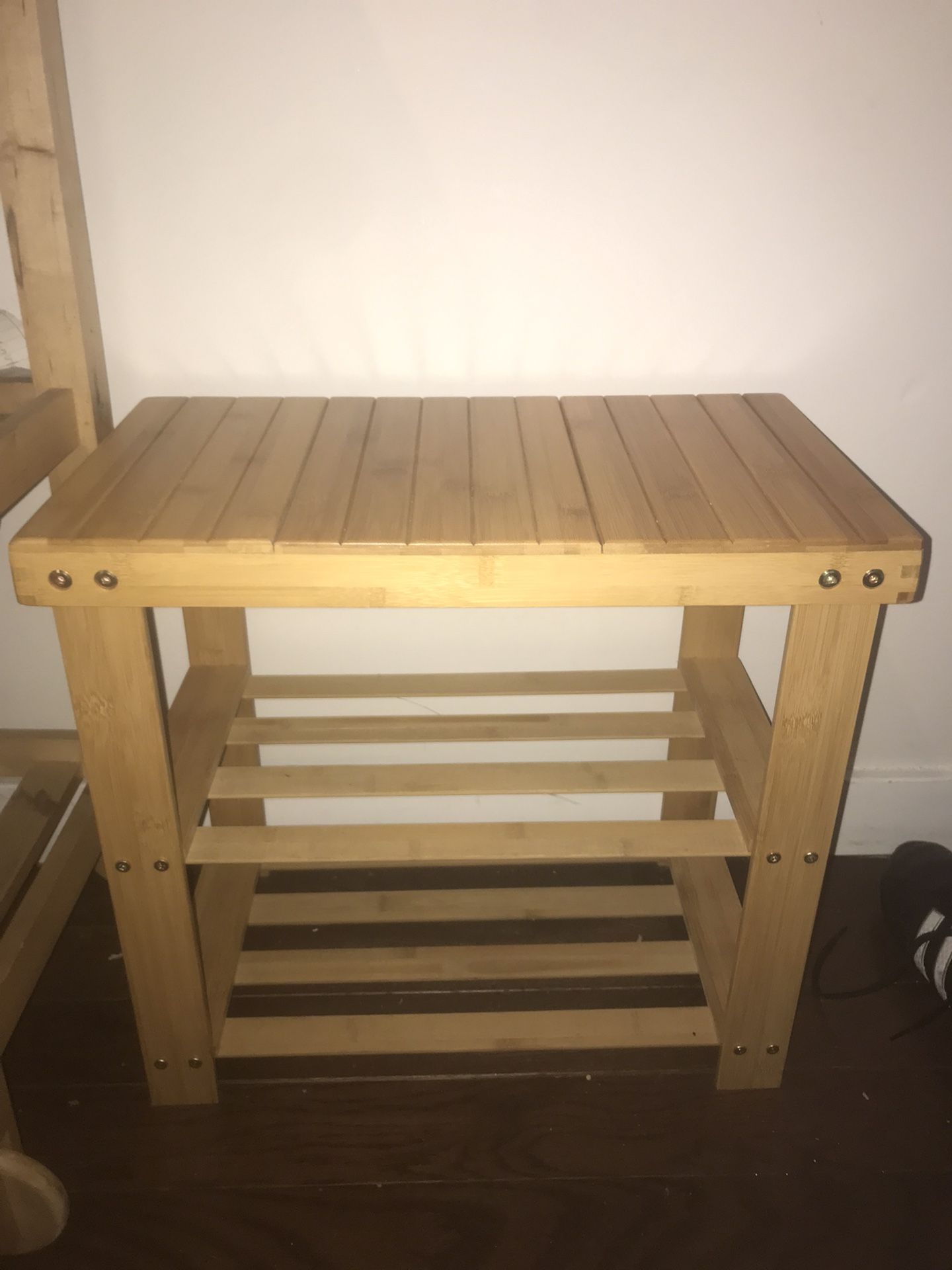 Small Wooden Shoe Storage Bench