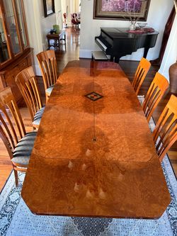 Italian Dining Set – 6 Chairs, Extendable Table & China Cabinet ($2,500)